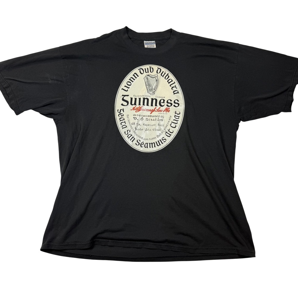 Gildan Guinness Beer Graphic‎ T-Shirt XXL Short Sleeve Irish Harp Vintage Style